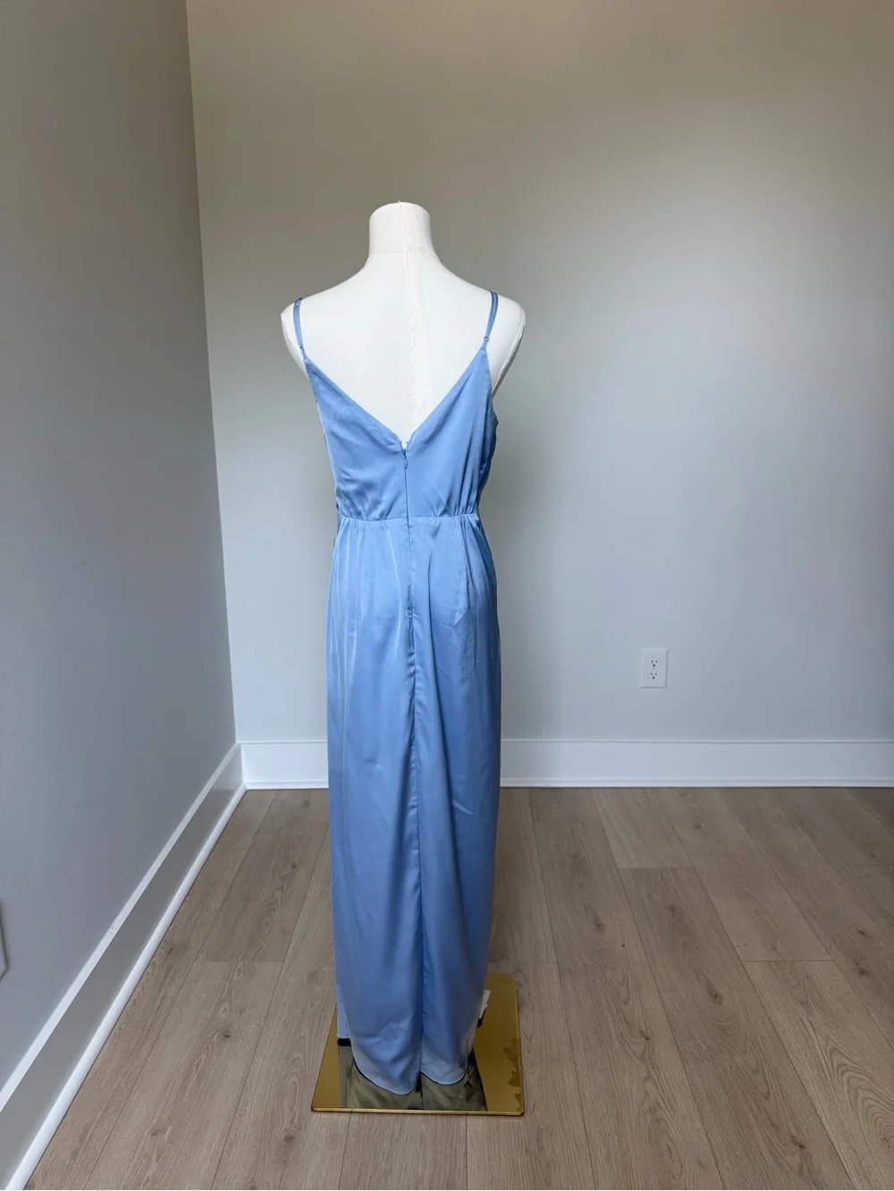 NWT Abercrombie & Fitch Dusty Blue Satin Twist Maxi Dress